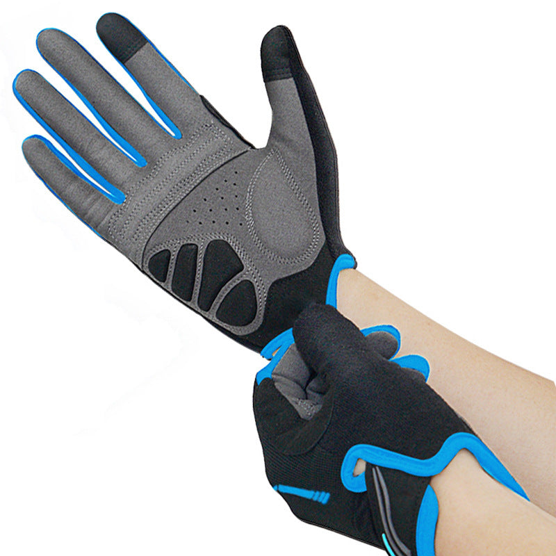 M Blue Unisex Full-Finger Cycling Gloves - Padded Shock-Absorbing & Anti-Slip Grip for MTB & Road Biking