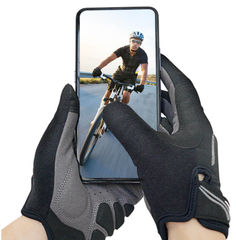 L Blue Unisex Full-Finger Cycling Gloves - Padded Shock-Absorbing & Anti-Slip Grip for MTB & Road Biking
