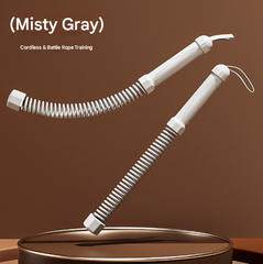 Grey Heavy Cordless Battle Rope - Portable Weighted Fitness Rope for Home Gym Strength & Cardio Training
