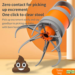 Orange and grey Hygienic Portable Dog Pooper Scooper with Integrated Bag Dispenser - Effortless Pet Waste Cleanup