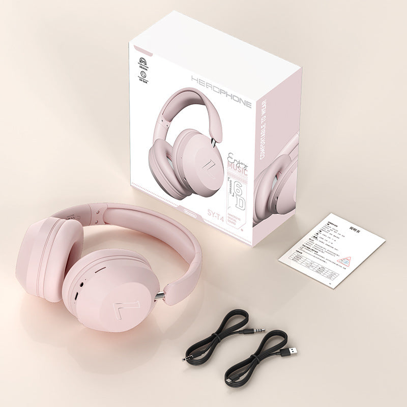 Pink SY-T4 luetooth Music Headset - New Wireless Over-Ear Headphones with Long Battery Life for Sports and Universal Phone Compatibility