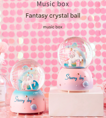 Enchanting Unicorn Snow Globe Music Box - Magical Starry Sky Musical Gift for Girls