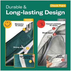 Black Durable Double-Zipper Expandable Water-Resistant Thick and Thin Clothing Storage Bag - Size 40*30*15CM