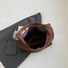 Black Chic Faux Suede Tote Bag with Matching Pouch | Large Capacity Slouchy Shoulder Bag