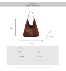 Black Chic Faux Suede Tote Bag with Matching Pouch | Large Capacity Slouchy Shoulder Bag