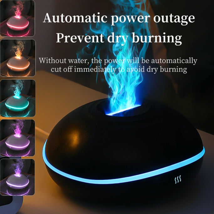 Black Mini USB Aromatherapy Diffuser with Flame Projection - Portable Humidifier for Home and Car Use
