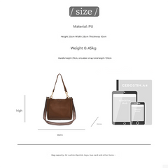 White Chic 2-Piece Tote Bag Set - Large Capacity Commuter Handbag with Wide Strap Crossbody Purse