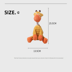 Giraffe Cuddly Corduroy Squeaky Animal Toy - Interactive Plush Chew for Dogs