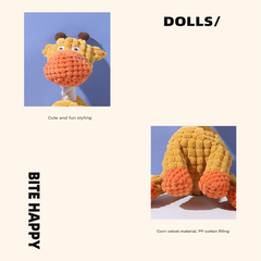 White goat Cuddly Corduroy Squeaky Animal Toy - Interactive Plush Chew for Dogs