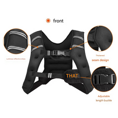 Black Gym Partner Weighted Vest - Adjustable & Reflective for Running, Training & Strength Building(5KG)