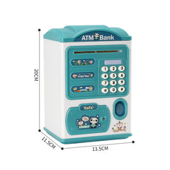 Blue Mouse Treasure Kids Smart ATM Piggy Bank - Automatic Bill Scroll, Password & Fingerprint Unlock with Fun Features