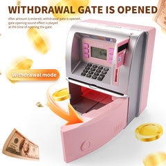 Pink Digital ATM Savings Bank for Kids - Electronic Piggy Bank with PIN & Card for Real Money