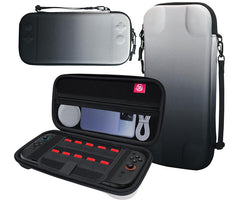 Portable Hard Shell Travel Case for Nintendo Switch/Switch Lite/OLED - Game Card Slots & Accessory Pocket(Gradient gray and white)