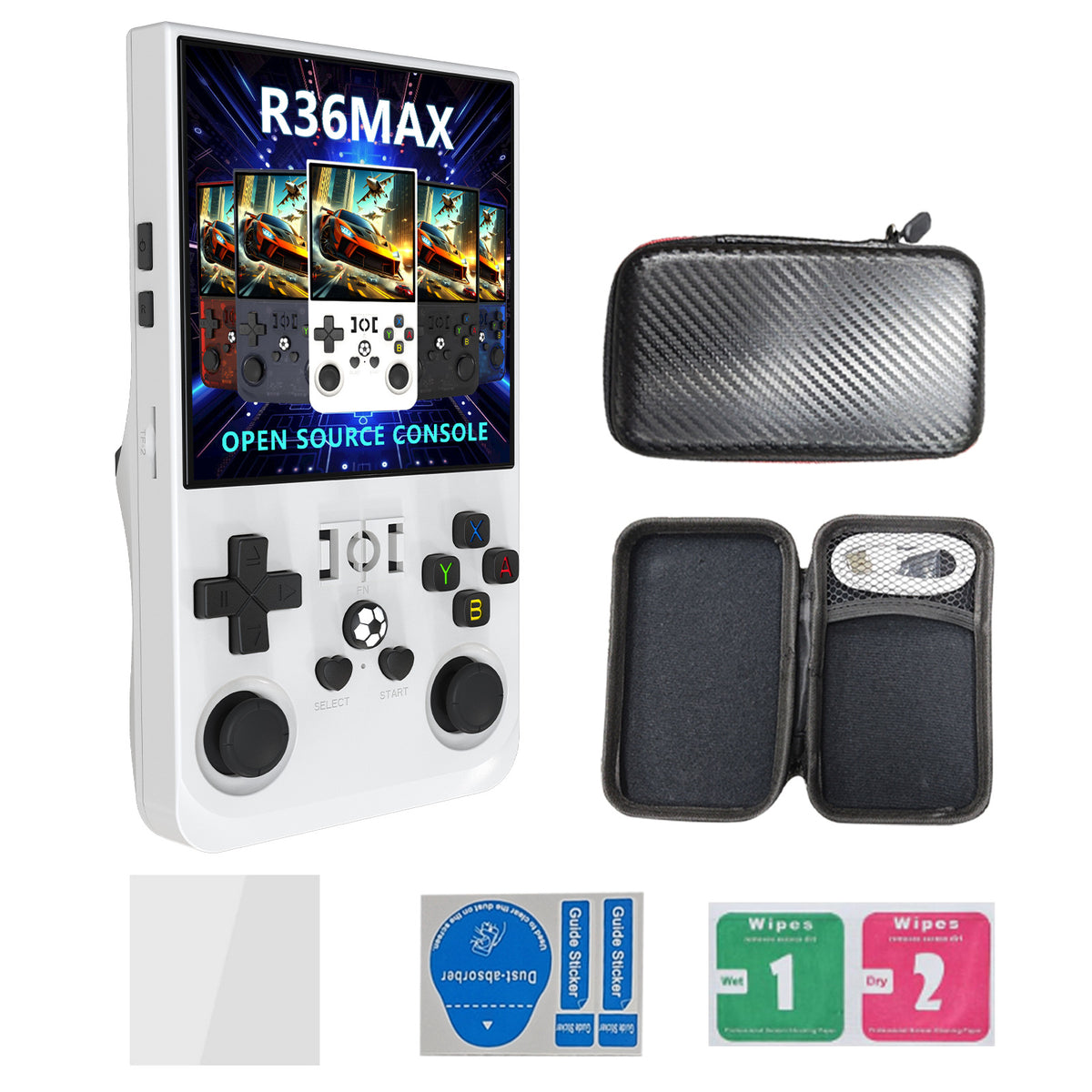 R36MAX Handheld Retro Game Console - 4.0 IPS Screen Open Source Linux 4000mAh Battery 30+ Emulators(white)"