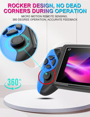 S7 Trendy Joystick Handheld Game Console - 620 Built-in Games, TV Output, Crystal Buttons & 2-Player Support(Red and blue)
