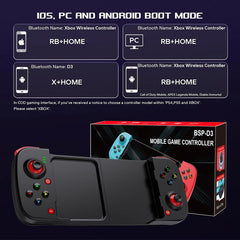 Portable Telescopic Mobile Game Controller - Bluetooth 5.0, iOS/Android/PC Compatible, 400mAh Battery(green)