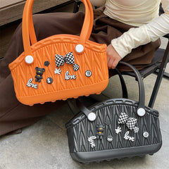 Stylish Handbag - Spacious with Decorative Elements(Beige)