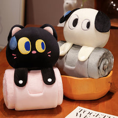Plush 2-in-1 Pillow Blanket - Adorable Design for Cozy Comfort(Pink Rabbit)