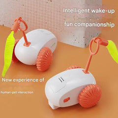 Interactive Smart Cat Toy Car - Automatic Obstacle Avoidance, Feather Tail, USB Rechargeable(blue)