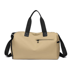 Large Capacity Travel Duffel Bag with Shoe Compartment & Wet Pocket - Multi-Purpose Gym & Weekend Bag(Khaki)