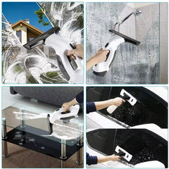 Cordless Window & Surface Vacuum Cleaner Kit - Rechargeable, Streak-Free Squeegee with Spray Bottle(White)