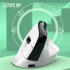 Two Ergonomic Vertical Wireless Mouse - Dual Mode (2.4G & Bluetooth), 5 Adjustable DPI, Silent Clicks, Rechargeable(black)