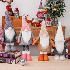 Retractable Leg Christmas Gnome Plush - Adjustable Standing Holiday Decoration(pink)