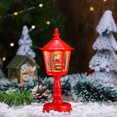 Festive LED Christmas Snow Globe Lantern - Glittering Tabletop Decoration with Santa/Snowman Scene, Dual Power(red)