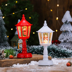 Festive LED Christmas Snow Globe Lantern - Glittering Tabletop Decoration with Santa/Snowman Scene, Dual Power(red)