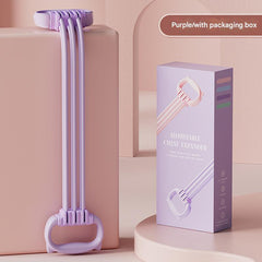 Purple Adjustable Resistance Chest Expander with 6 Levels - Cute Cat Ear Puller for Full Body Workout