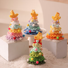 2 Pcs Style D Colorful Handmade Crochet Christmas Tree Ornament - Festive Hanging Decoration with Jingle Bell