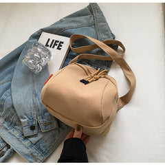 Khaki Lightweight Canvas Crossbody Bag - Minimalist Casual Shoulder Satchel with Adjustable Strap