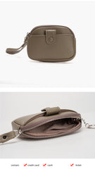 Brown Womens Compact PU Leather Coin Purse - Stylish Mini Wallet Wristlet with Card Holder and Key Ring