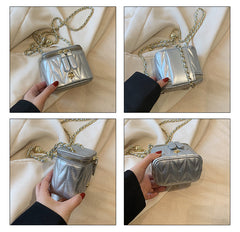 Pink Chic Quilted Mini Box Crossbody Bag - Luxury Style Chain Purse for Women