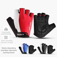 Size L Blue Padded Half-Finger Cycling Gloves - Breathable Shock-Absorbing Workout Gloves for Gym & Fitness