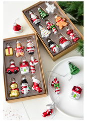 Style A Colorful Charming Miniature Glass Christmas Ornament Set - 9pc Classic Holiday Figures