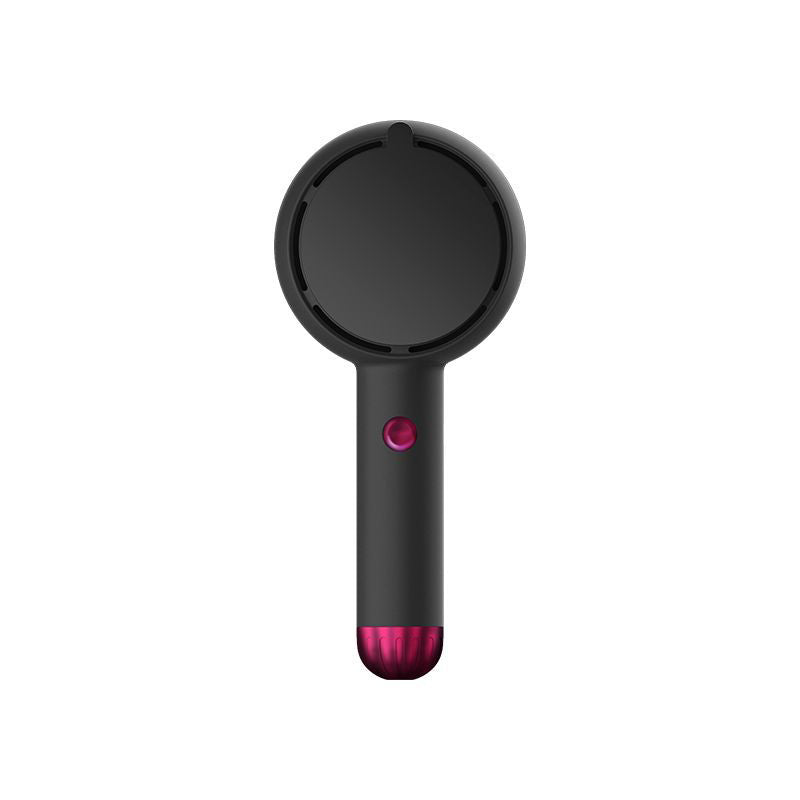 Black 2-in-1 Handheld Fan with LED Makeup Mirror - Portable USB Rechargeable Beauty Light Fan with Desktop Base - 3 Speed Quiet Airflow for Travel & Summer
