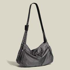 Grey Large Capacity Nylon Tote Bag - Water Resistant Casual Shoulder Bag for Daily Use and Outdoor Activities