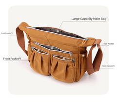 Purple Multi-Pocket Lightweight Nylon Crossbody Bag – Stylish, Functional, and Spacious Shoulder Bag for Women