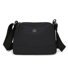 Black Lightweight Multi-Layer Crossbody Bag for Women – Compact, Water-Resistant Nylon Shoulder Bag with Adjustable Strap