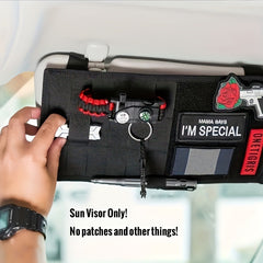 2 Pcs Khaki Car Sun Visor Organizer – Multi-Purpose Tactical Storage Bag for Tools, Cards & Gear