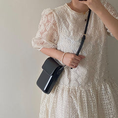 White Stylish Women's Crossbody Phone Bag – Compact Vertical PU Leather Mini Shoulder Bag with Magnetic Closure (Adjustable Strap)