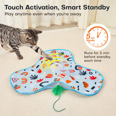 White Interactive Cat Play Tunnel & Hunting Cover - Self-Entertaining Pet Game Toy with Teasers