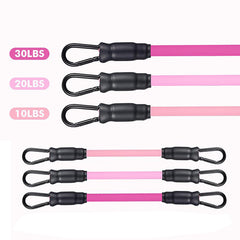 Pink Silver Snap Resistance Bands Set with Ankle Straps for Glute Kickbacks & Leg Workouts (10-30lbs)
