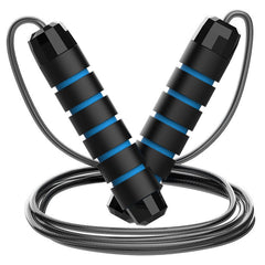 5 PCS Black-blue Adjustable Steel Wire Speed Jump Rope Set - Professional Fitness Rope with Ball Bearings for Cardio, Boxing & Workout