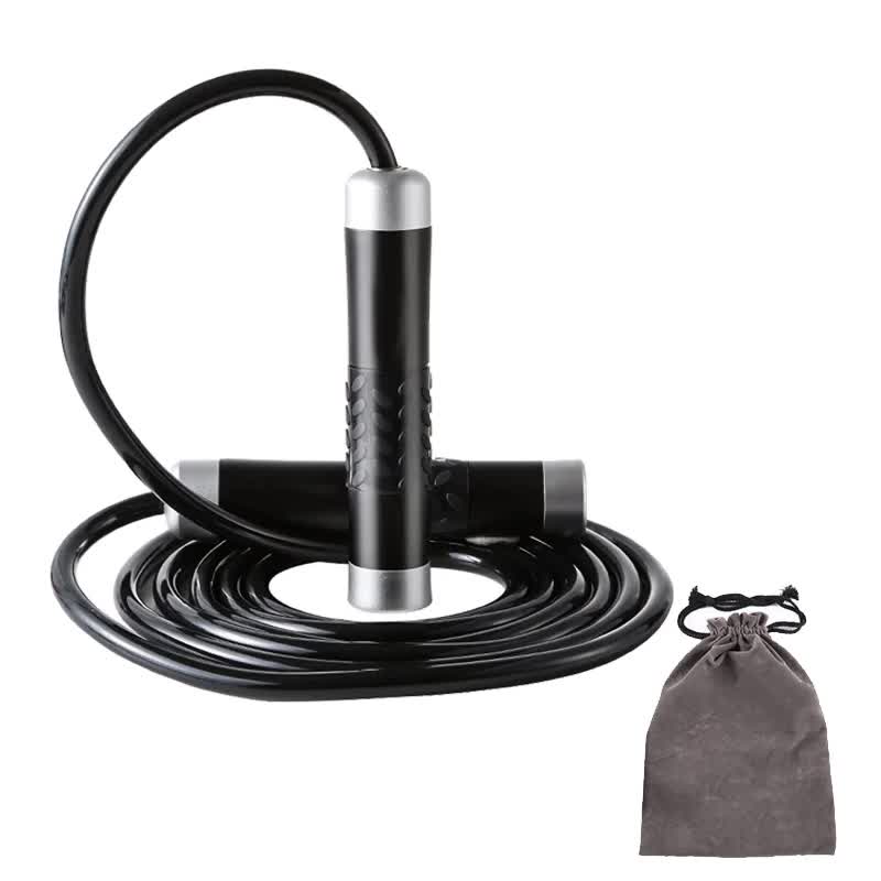 Black Weighted Jump Rope for Workout Fitness - Thick 9mm Cable for Intense Fitness, Strength & Cardio Workout