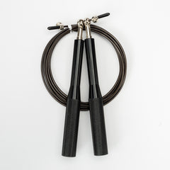 2PCS Black Pro-Grade Speed Jump Rope with Knurled Aluminum Handles - Ball Bearing System for CrossFit, Boxing & Double Unders