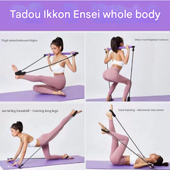 Blue Portable Pilates Bar Kit with Resistance Bands Detachable Toning Stick for Home Gym Yoga & Stretching - Durable Metal Core