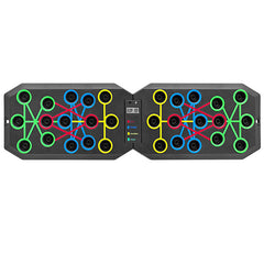 30-Hole Black Foldable Smart Push Up Board with Digital Counter/Timer, Resistance Bands for Full Body Home Workout
