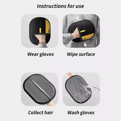 2-Pack Pet Hair Removal Tool (24x18CM) - Reusable Static Removal Gloves, Double-Sided Grooming Gloves for Pets, Removes Pet Fur Hair for Carpets